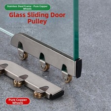 Glass Sliding Door Pulleys 4 Pack Stainless Steel Frame 3 Fixed Copper Rollers