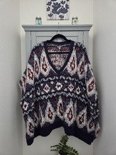 Aerie Fuzzy Fair Isle Cabincore Winter Poncho Wool Blend Oversized Size Medium 