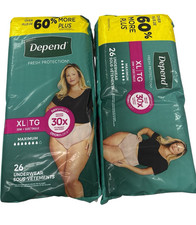 2 x 26ct  52 total Depend Fresh Protection Incontinence Underwear for Women XL
