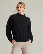 New RHONE Wool And Cashmere Blend Ribbed Sweater in Black Size XL