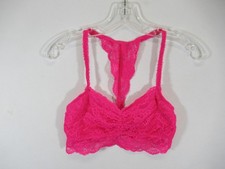 Victoria's Secret PINK Unlined Lace Bralette Bra Women Medium Hot Pink Racerback
