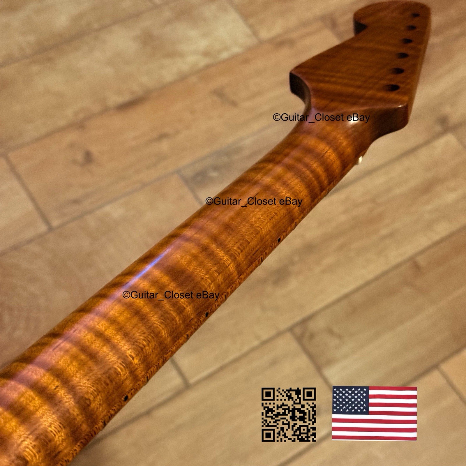 Roasted Flame Maple Strat Guitar Neck Nitro Satin Fits Fender Warmoth Body SM22H