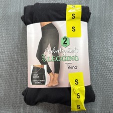 Felina Leggings 2 Pack Black High Waist Velvety Soft Size Small New, Open Packag