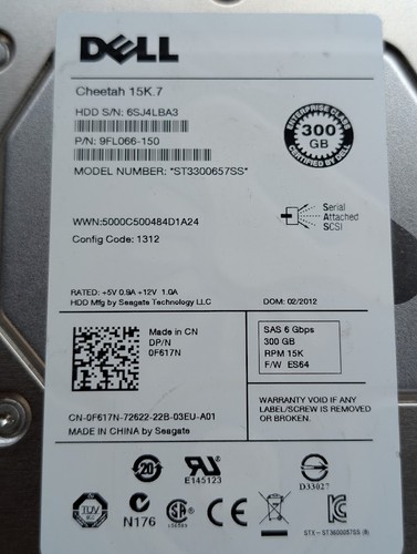 Dell F617N 300GB 6Gb/s 15K 3.5" SAS Server Enterprise HDD ST3300657SS - Picture 2 of 3