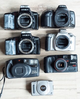 Konvolut 7 Kameras MINOLTA/NIKON/PENTAX/KODAK WIE BESEHEN/TEILE/REPARATUR