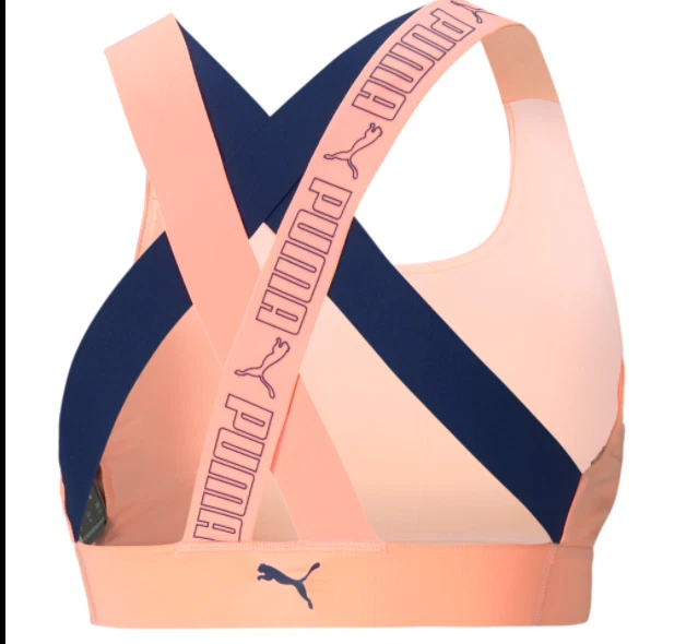 Puma Women s Sports Bra Feel It Mid Impact Electro Peach Size XS TP Retail 38
