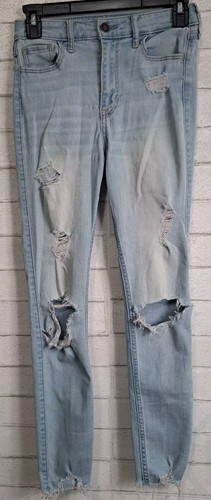 Hollister Jeans Lot of 3 Juniors Size 0L 1L 1R Blue Denim Skinny Distressed Crop - Picture 11 of 14
