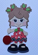 Ornament Girl BrownHair. Scrapbook, Card Making Paper Piecing