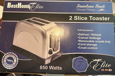 Best Home Elite 2 Slice Toaster Stainless Steel Limited Edition