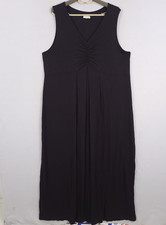 Talbots Womens Maxi Dress 16 Black Stretch Jersey Knit V-neck Classic Resortwear