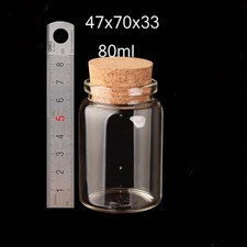 10pcs 80ml 47x70mm Small Clear Glass Bottle Empty With Cork Lid Transparent Vial