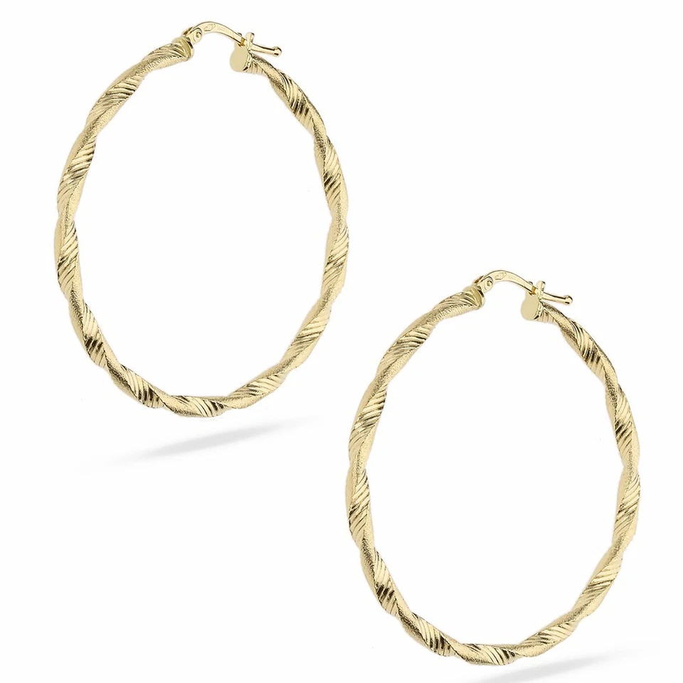Pendientes De Oro Amarillo 18 QUILATES En Forma De Aro Para Mujer - Imagen 1 de 1