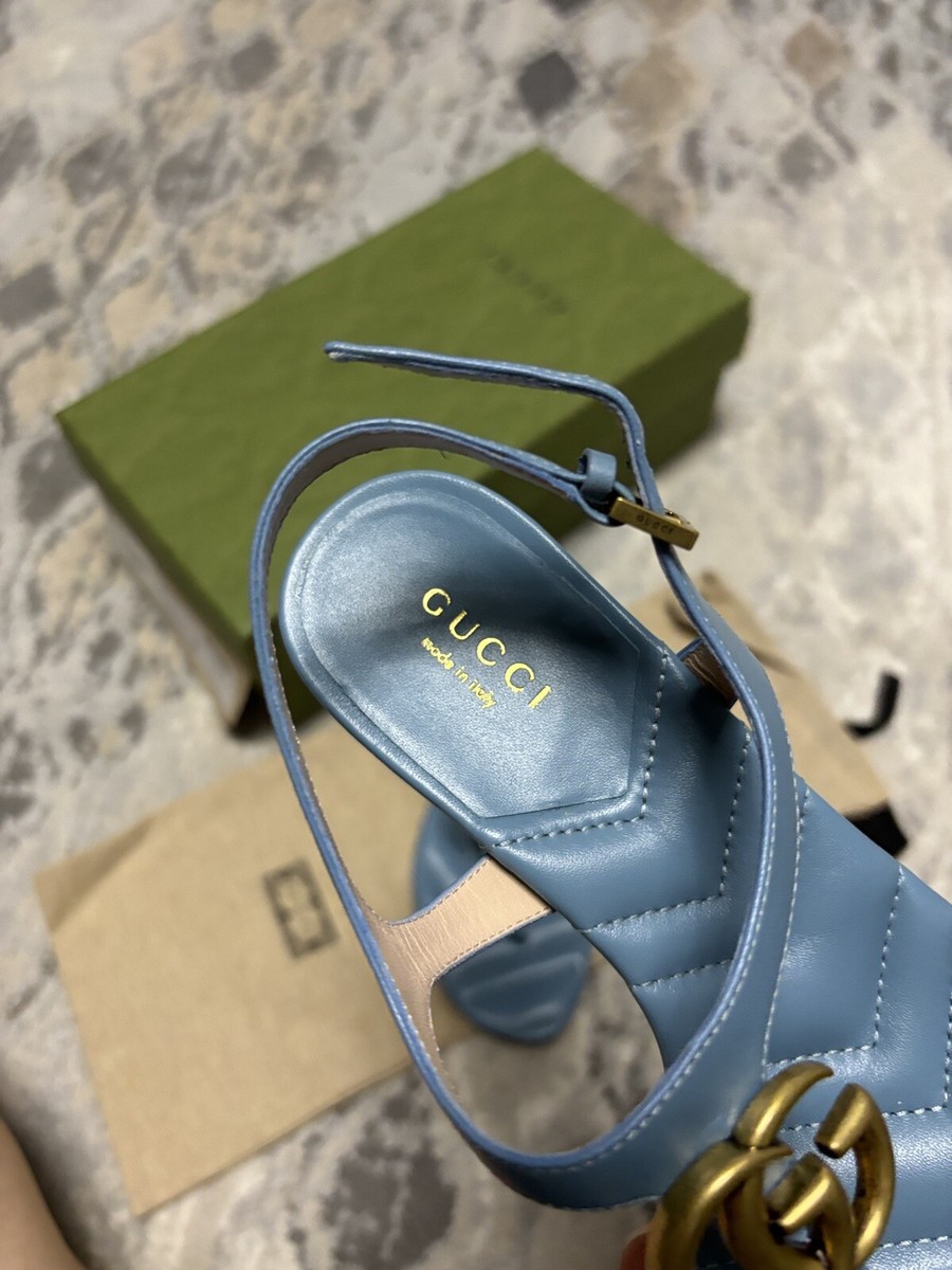 *GUCCI* Double G Leather Sandals New Gucci double G thong sandals Leather Sweet Blue Color