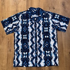 Pacific Sportswear Shirt Hawaiian Surf Vtg 60s Loop Collar Barkcloth Mens Medium