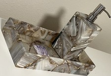 Set of 2 Pieces Natural Agate Stone Bathroom Accessories Handmade Bathroom Set