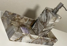 Set of 2 Pieces Natural Agate Stone Bathroom Accessories Handmade Bathroom Set