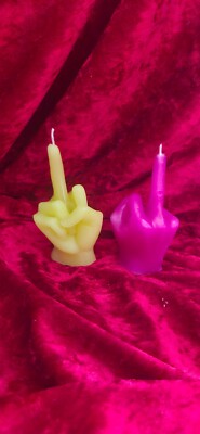 4 Mittelfinger Kerzen  neongelb + pink höhe 10cm andere Farben möglich Advent