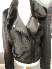 Bnwt Ladies Vero Moda Faux Fur/faux Leather Biker Jacket Size Large