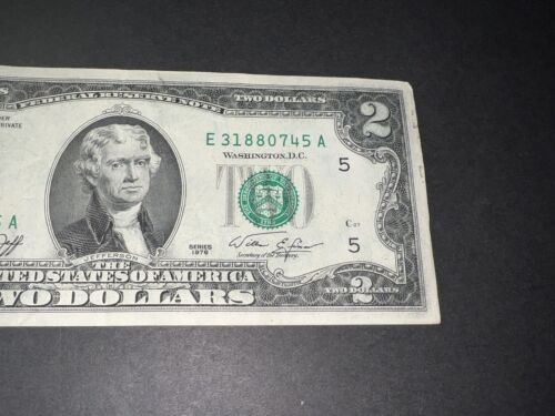 1976 Two 2 Dollar Bill Note Error Miss cut & Die Break Richmond VA. Green Seal - Picture 5 of 12