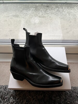 Calvin Klein 205W39NYC Metal Toe Cap Tip Harness Chelsea Boots Black EU 42  SLP UK