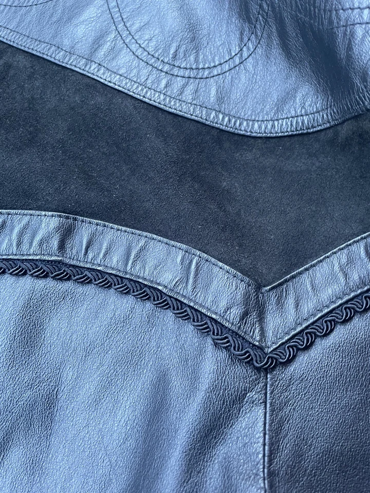 Chaqueta de cuero Winlit de colección para hombre años 90 80 adición especial ala de murciélago negra talla 3XL Foto 3 de 4