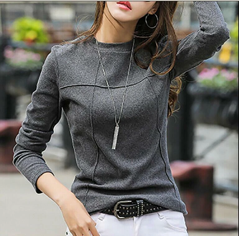 Cotton Wool T Shirt Women New Arrivals 2021 Winter Long Sleeve T-shirt  Female