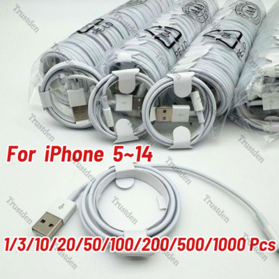 Wholesale USB Cable 3/6Ft For Apple iPhone 14 13 12 11 XR X 8 7 6 5 Charger Cord