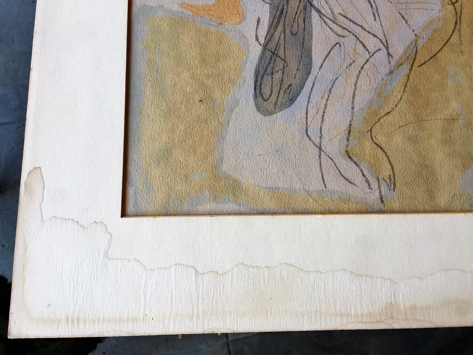 ORGINAL AUGUSTE RODIN PAINTING WATERCOLOR AND PENCEL ON PAPER SIGNED