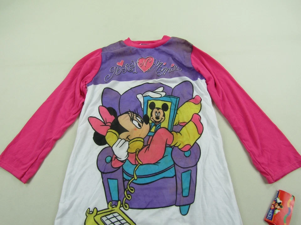 Camisa de Noche Mickey para Niños Niñas Mediana 8/10 Minnie Disney Retro Años 90 Etiquetas De Colección Foto 4 de 4
