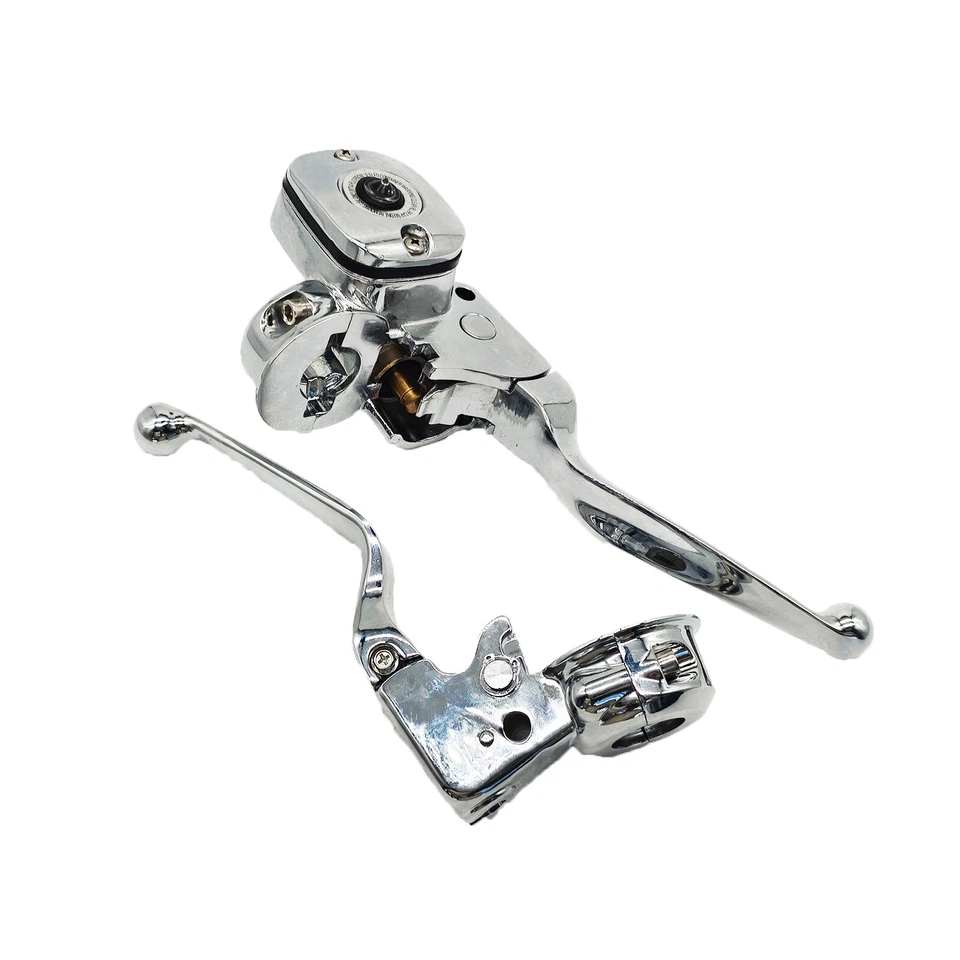 Chrome Brake Clutch Lever Pump Master Cylinder Fit Harley Softail Deluxe Fat Boy - Image 3 of 4