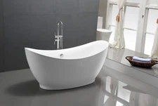 ANZZI Series 68 in. x 31 in. Flat Bottom Acrylic Freestanding Soaking Bathtub