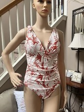 Old Navy NWOT Deep V Tie Shoulder Plunge 1 Piece Swimsuit Pineapple Hibiscus S