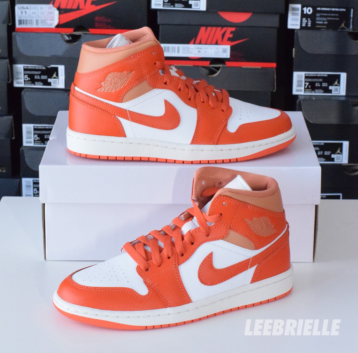 Nike Air Jordan 1 Mid オレンジ/ホワイト Nike Air Jordan 1 Mid White Cosmic Clay Orange Women's Size