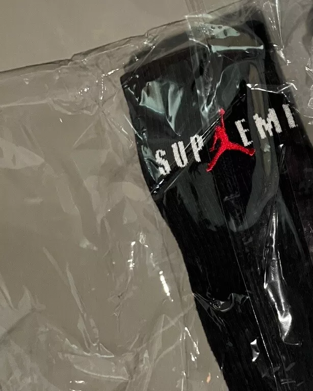 Chaussettes Supreme Jordan Crew 1 PAIRE UNIQUE noir moyen Jumpman à la main 2024