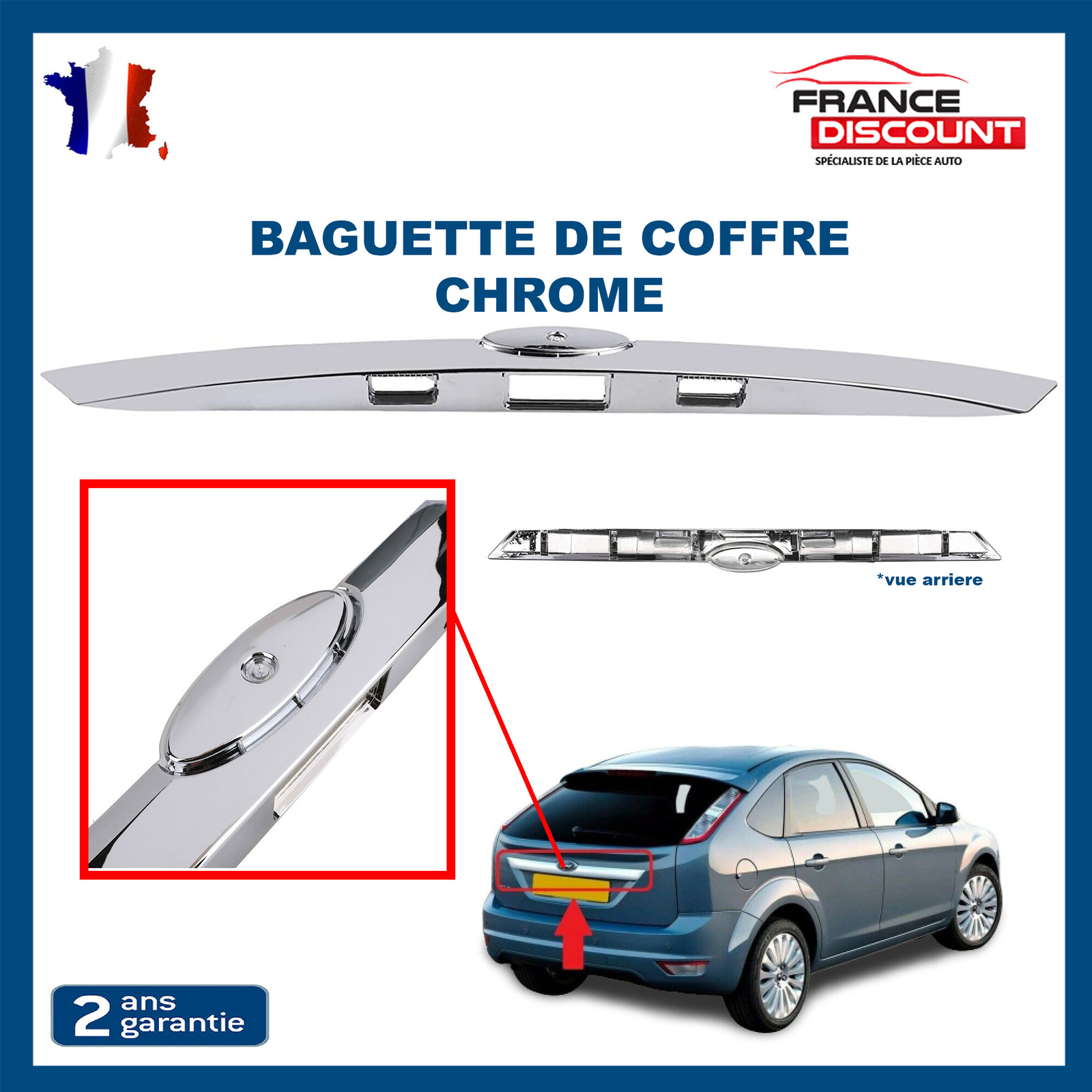Baguette hayon Ford Focus 2 poignée de coffre 1581833 8M51A43400CD
