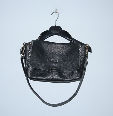 ZANELLATO Womens Black Leather Iconic Postina Handbag Shoulder Bag