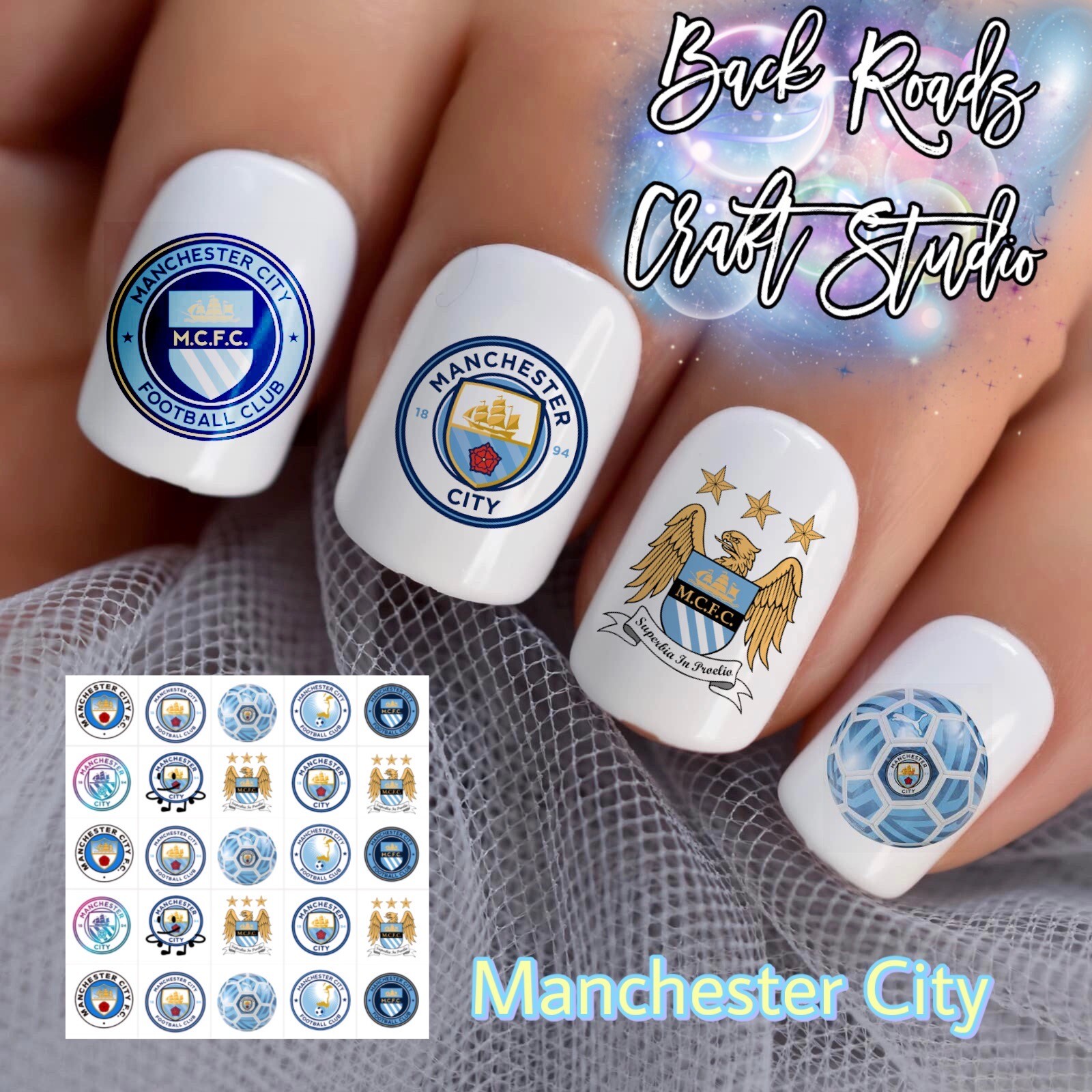 Manchester City Soccer Waterslide Nail Decals Set Of 50  Instructions