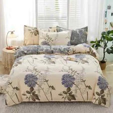 Duvet Cover Set 3PCS Pattern Cover Microfiber Flower Leaves Bedding Set Twin