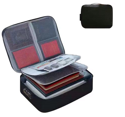 3-Layer Fireproof Document Box with Lock File Storage Box Waterproof Safe Bag US