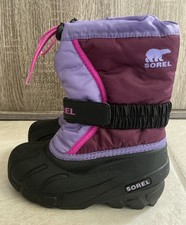 Sorel Purple Black Synthetic Rain Snow Boots Kids Size 11