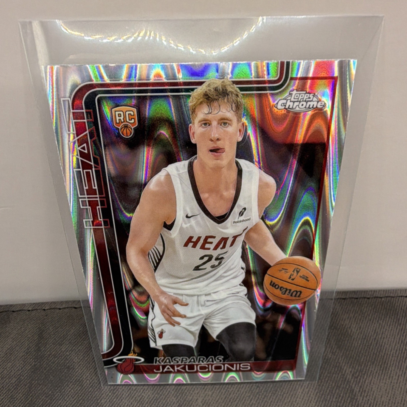 2025-26 Topps Chrome Raywave Rookie Kasparas Jakucionis #270 Miami Heat Card