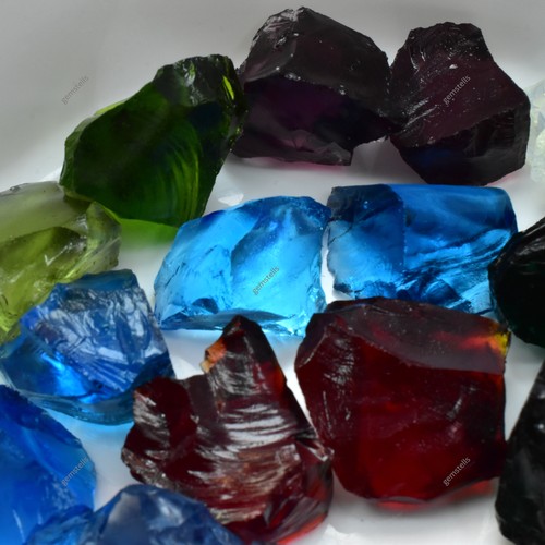 80.6 Ct Uncut Rough Huge Size Lab-Created Topaz Mix Color CERTIFIED Gemstone Lot - Picture 2 of 8