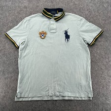 Polo Ralph Lauren Big Pony Crest Rugby Mens Polo Shirt Size M Light Blue Stain 