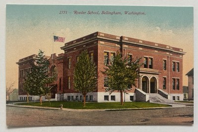 Roeder School Bellingham WA Antique Postcard c1910s B4