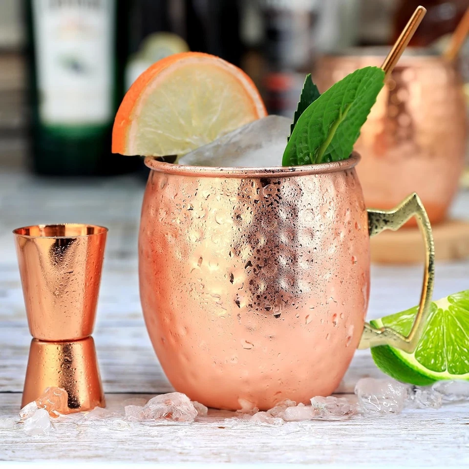 Moscow Mule Mugs Copper Mule Cup Kit 18oz Set of 4 with Handle Large Copper Hamm - image 3 of 4