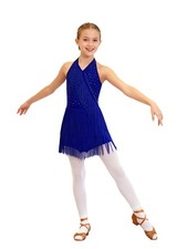 Kids Girls Jumpsuit Fringe Dancewear Tango Leotard Sleeveless Rumba V-neck Jazz