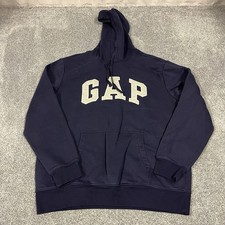 GAP Hoodie Mens Size Large Navy Pullover Embroidered Logo Spellout
