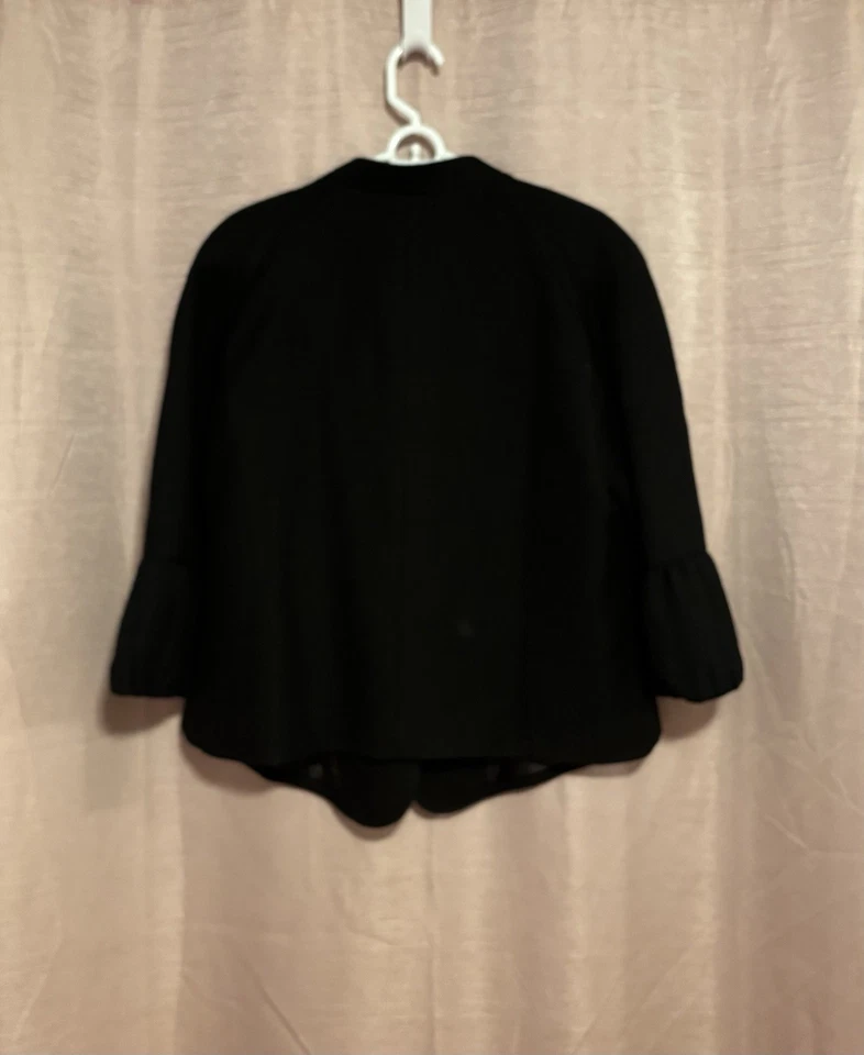 Blazer Talbots para mujer talla 14W negro mezcla de lana cuello falso manga globo nuevo con etiquetas Foto 2 de 4