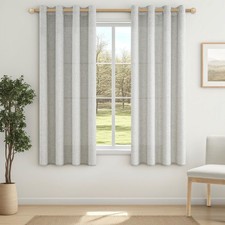 Linen curtains semi-transparent short window curtain linen effect with eyelets 160...