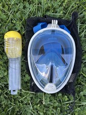 Full Face Snorkel Mask Set Anti Fog Scuba Diving Mask w Breathing Tube BLUE